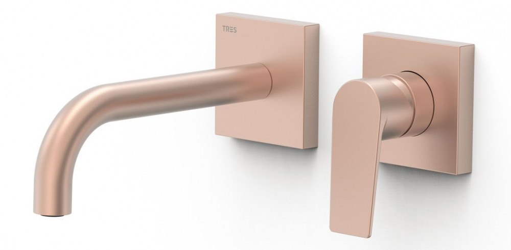Смеситель для раковины Tres Project-Tres настенный матовое розовое золото 21130001OPM