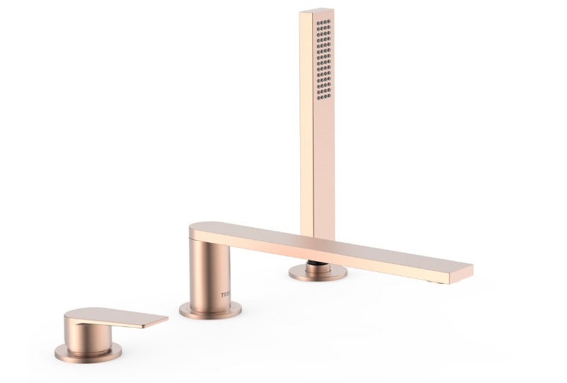 Смеситель на борт ванны Tres Project-Tres на 3 отверстия матовое розовое золото 21116103OPM