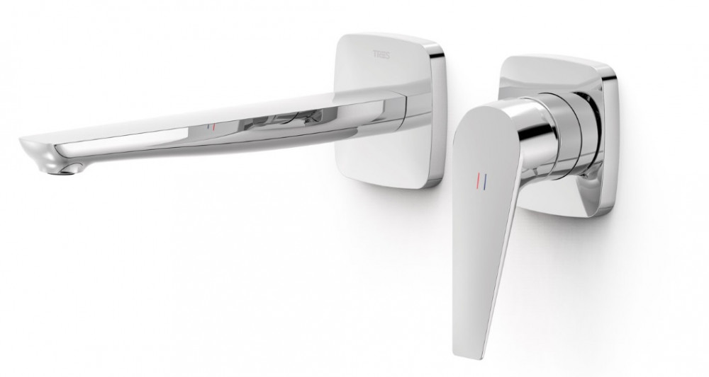 Смеситель для раковины Tres Canigo Plus настенный однорычажный хром 21830004