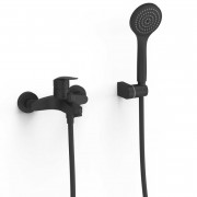 Смеситель для ванной Tres Base Plus однорычажный с душевым набором матовый черный 21617010NM