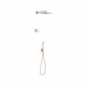 Электронная душевая система скрытого монтажа Tres Shower Technology с термостатом матовое розовое золото 09286563OPM