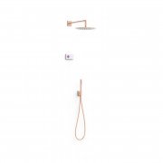 Электронная душевая система скрытого монтажа Tres Shower Technology с термостатом матовое розовое золото 09286558OPM