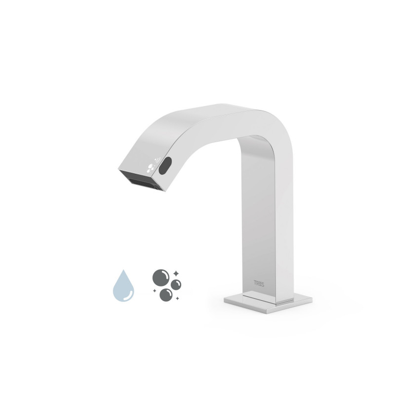 Кран для раковины Tres Electronic электронный на одну воду с автоматическим дозатором мыла хром 39210304