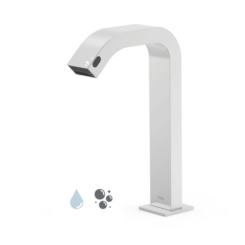 Кран для раковины Tres Electronic электронный на одну воду с автоматическим дозатором мыла хром 39210320