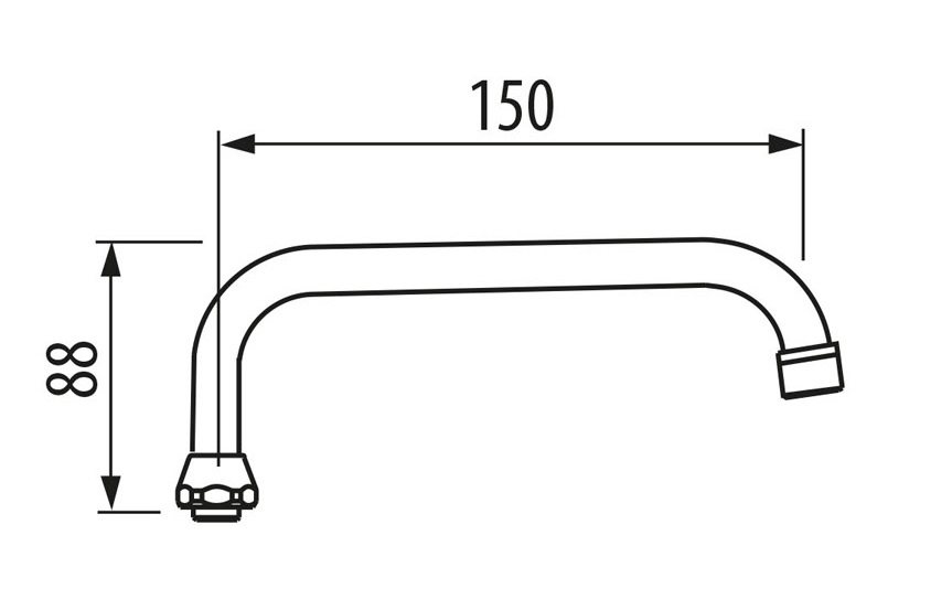 Вилив для змішувача Tres 150 мм R3/4'' хром 9134314