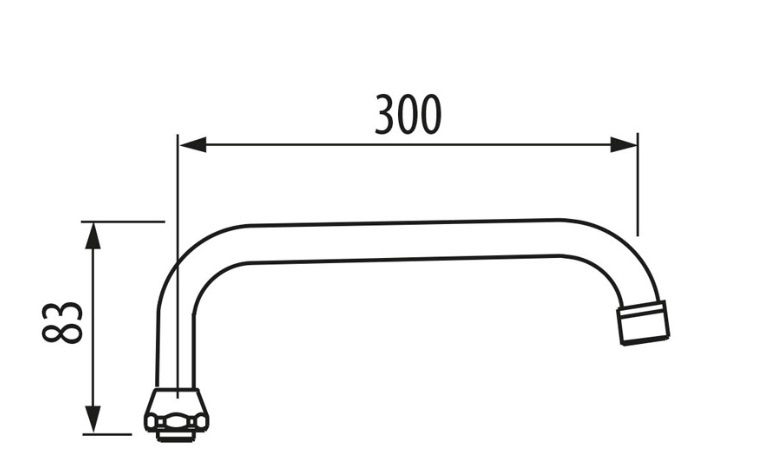 Излив для смесителя Tres 300 мм R3/4'' хром 9134319