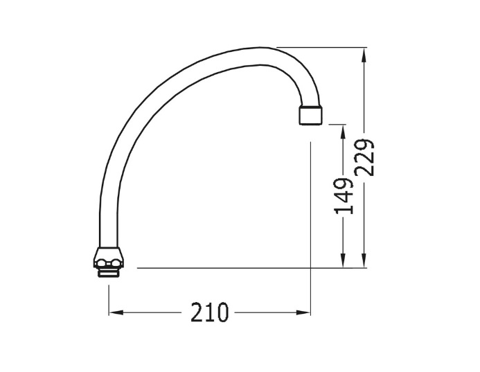 Вилив для кухонного змішувача Tres 210 мм R3/4'' хром 9134441