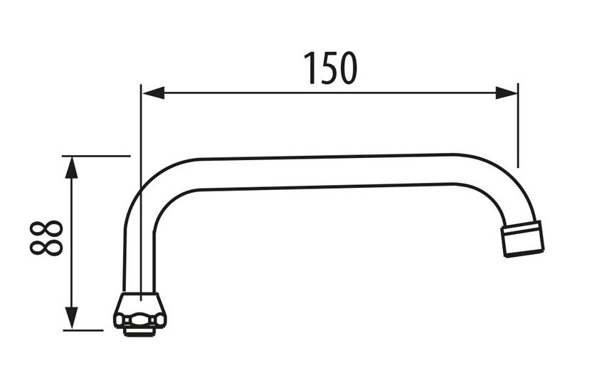 Излив для смесителя Tres 150 мм R3/4'' хром 9134314