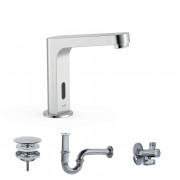 Кран для раковини Tres Electronic електронний з донним клапаном та сифоном хром 39210397