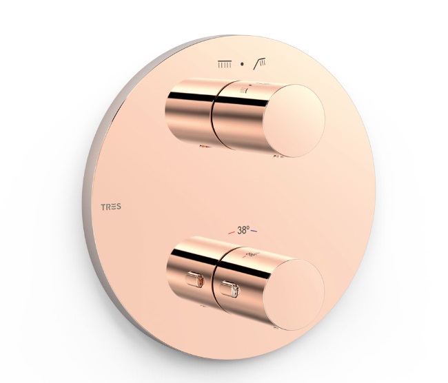 Термостат для душу Tres Therm-Box вбудований на 2 споживача рожеве золото 26225001OP