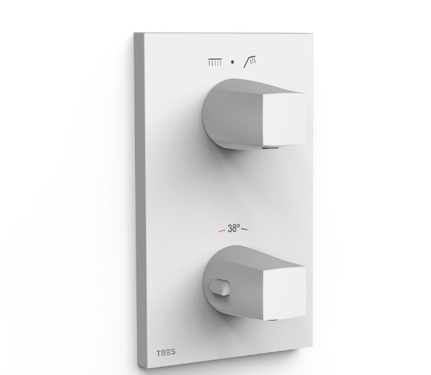 Термостат для душа Tres Therm-Box встраиваемый на 2 потребителя матовый белый 21125001BM