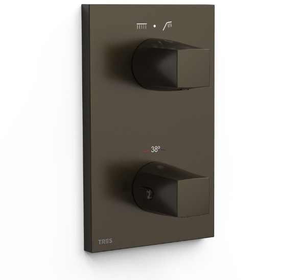 Термостат для душу Tres Therm-Box вбудований на 2 споживача чорна бронза 21125001KMB