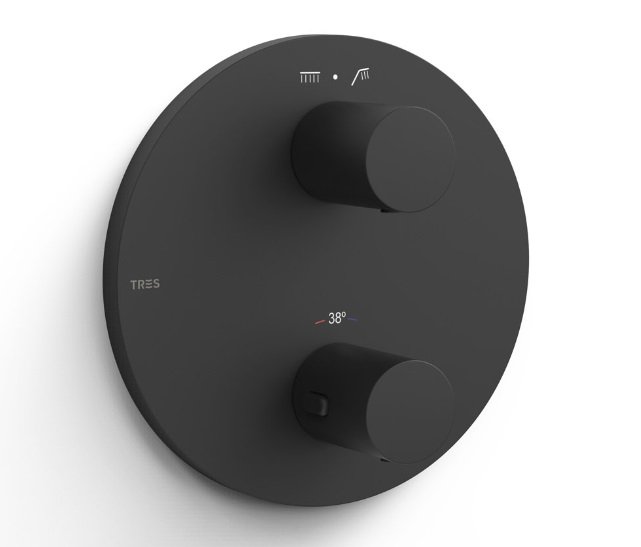 Термостат для душа Tres Therm-Box встраиваемый на 2 потребителя матовый черный 26225001NM