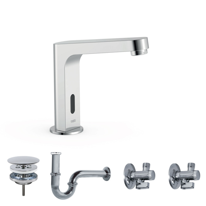 Змішувач для раковини Tres Electronic з донним клапаном та сифоном хром 39210399