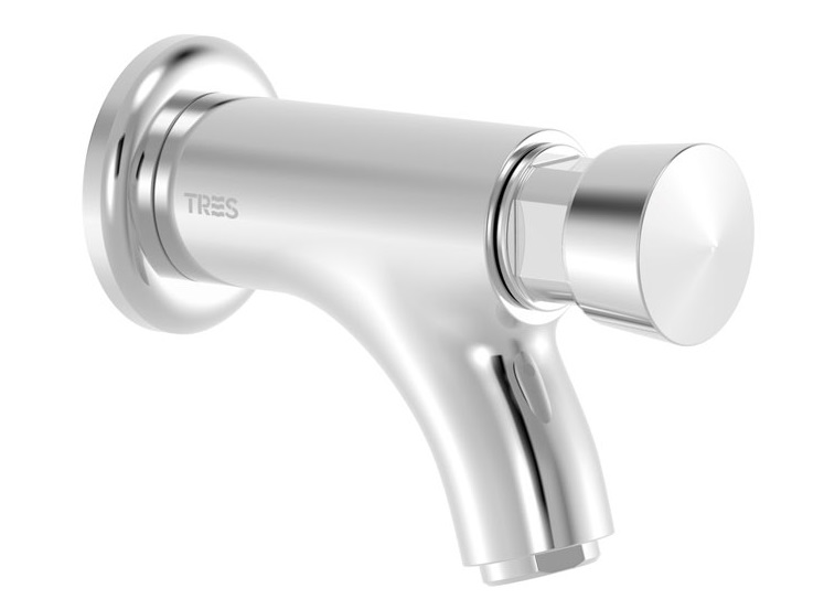 Настінний кран для раковини Tres Public Spaces з таймером на одну воду хром 21210001