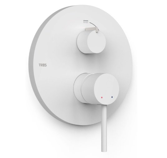 Смеситель для душа Tres Study Exclusive встраиваемый 2 потребителя матовый белый 26228101BM