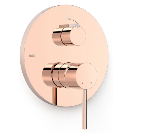 Смеситель для душа Tres Study Exclusive встраиваемый 2 потребителя розовое золото 26228101OP
