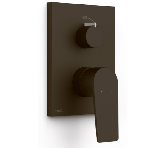 Змішувач для душу Tres Project вбудований 2 споживача чорна бронза 21128101KMB