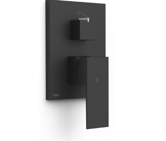 Смеситель для душа Tres Cuadro Exclusive встраиваемый 2 потребителя матовый черный 10628101NM