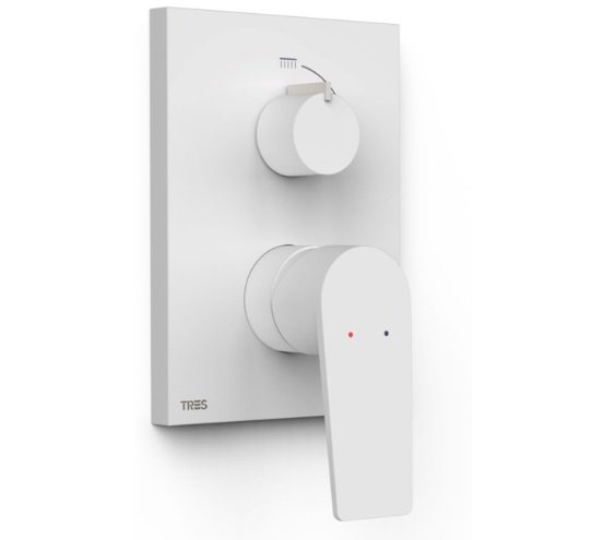 Смеситель для душа Tres Project встраиваемый 2 потребителя матовый белый 21128101BM