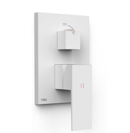 Смеситель для душа Tres Cuadro Exclusive встраиваемый 2 потребителя матовый белый 10628101BM