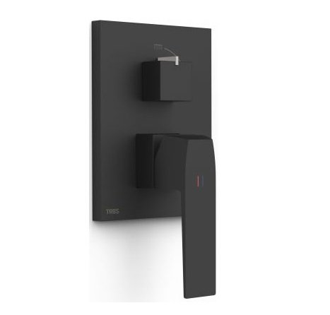 Змішувач для душу Tres Slim Exclusive вбудований 2 споживача матовий чорний 20228101NM