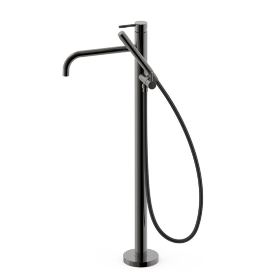 Смеситель для ванной Tres Study Exclusive напольный с душевым набором металлик черный 26247001KM