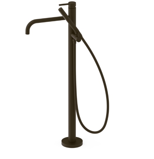 Смеситель для ванной Tres Study Exclusive напольный с душевым набором черная бронза 26247001KMB