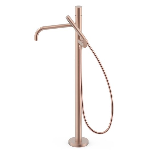 Змішувач для ванної кімнати Tres Study Exclusive підлоговий з душовим набором матове рожеве золото 26247002OPM