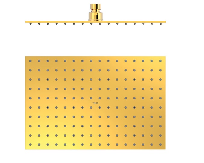 Лейка для верхнего душа Tres 300х200 мм нержавеющая сталь золото 134315007OR