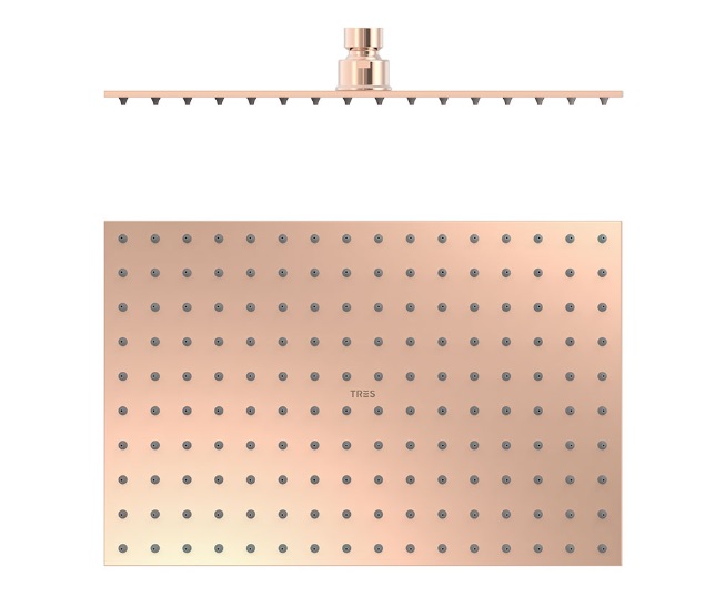 Лейка для верхнего душа Tres 300х200 мм нержавеющая сталь розовое золото 134315007OP