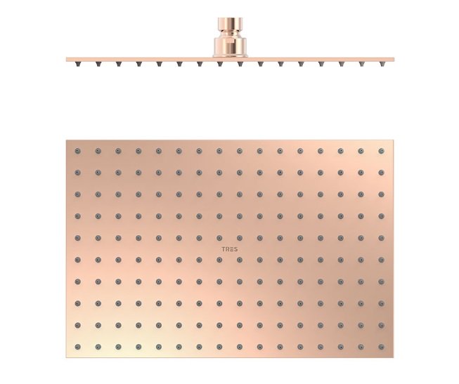 Лійка для верхнього душу Tres 300х200 мм нержавіюча сталь рожеве золото 134315007OP