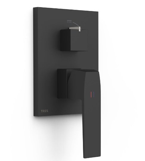 Смеситель для душа Tres Slim-Tres встраиваемый 2 потребителя матовый черный 20228110NM