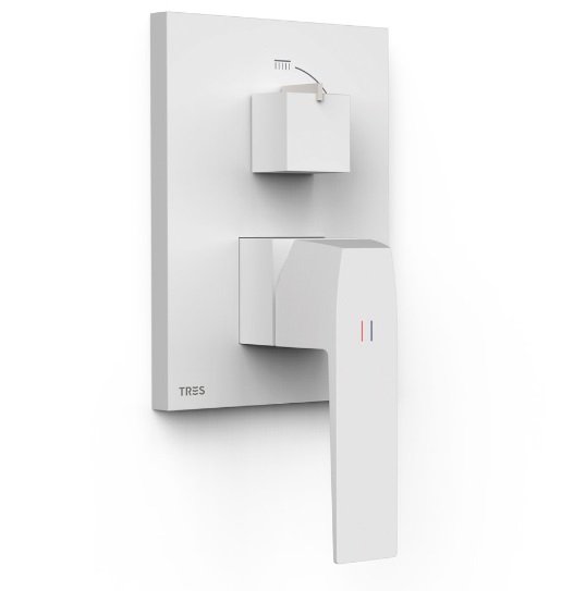 Смеситель для душа Tres Slim-Tres встраиваемый 2 потребителя матовый белый 20228110BM