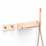 Термостат для ванной Tres B-system на 2 потребителя с душевым гарнитуром розовое золото 30725207OP