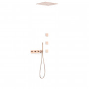 Душевая система скрытого монтажа Tres B-system с термостатом розовое золото 30725406OP