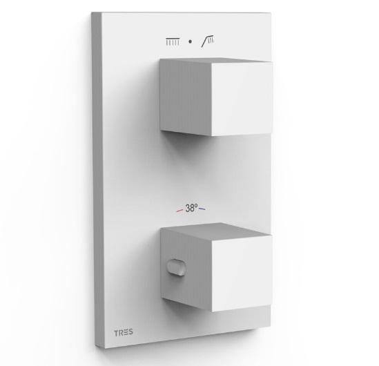 Термостат для душа Tres Therm-Box встраиваемый 2 потребителя матовый белый 00625001BM