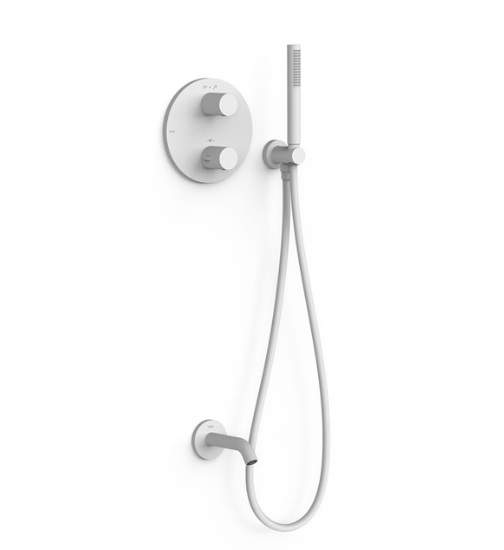 Термостат для ванной Tres Therm-Box на 2 потребителя с душевым гарнитуром матовый белый 26225006BM