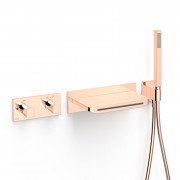 Термостат для ванной Tres B-system на 2 потребителя с душевым гарнитуром матовое розовое золото 30725207OPM