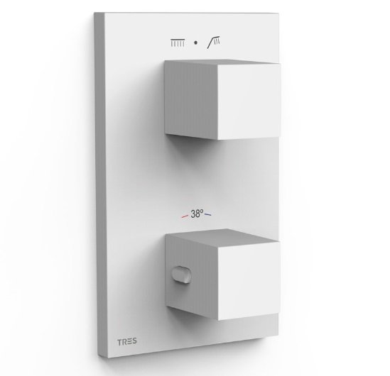 Термостат для душу Tres Therm-Box вбудований 2 споживача матовий білий 00625001BM