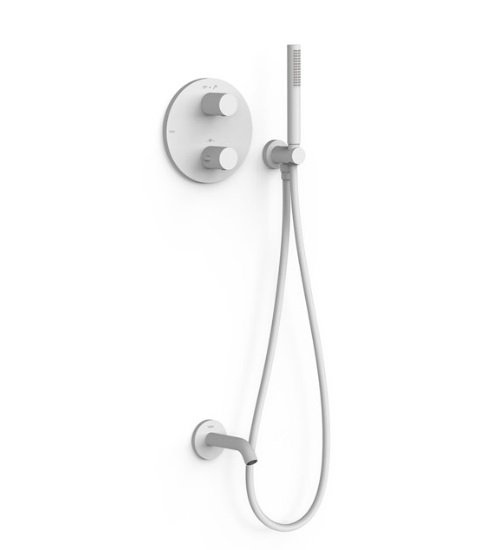 Термостат для ванної Tres Therm-Box на 2 споживача з душовим гарнітуром матовий білий 26225006BM