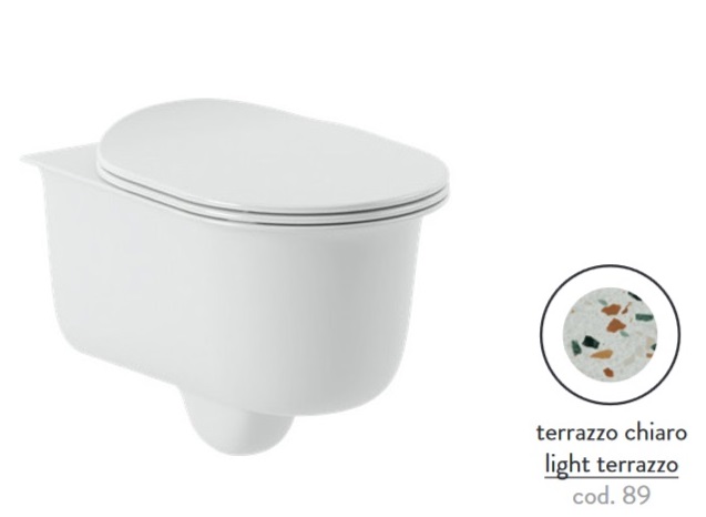 Унитаз подвесной ArtCeram Chic безободковый 38х53 см керамика terrazo chiaro CHV001 89;00