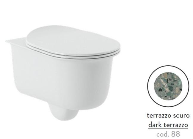 Унитаз подвесной ArtCeram Chic безободковый 38х53 см керамика terrazo scuro CHV001 88;00