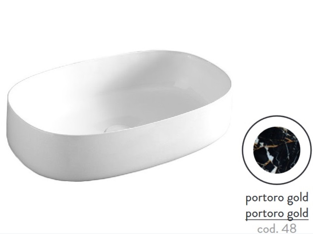 Раковина для ванной ArtCeram Cognac 55х35 см керамика portoro gold COL003 48;00