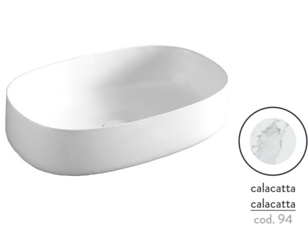 Раковина для ванной ArtCeram Cognac 55х35 см керамика calacatta COL003 94;00