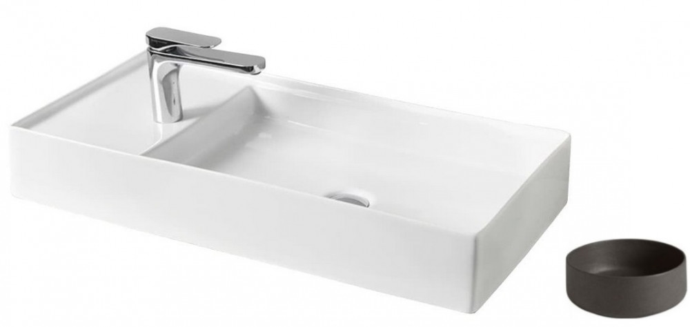 Раковина для ванної ArtCeram Scalino 75х38 см кераміка чорний (nero roma) SCL004 20;00