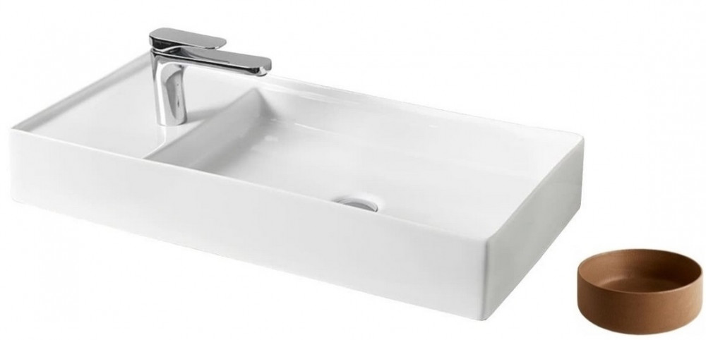 Раковина для ванної ArtCeram Scalino 75х38 см коричнева кераміка (ombra bruciata) SCL004 19;00