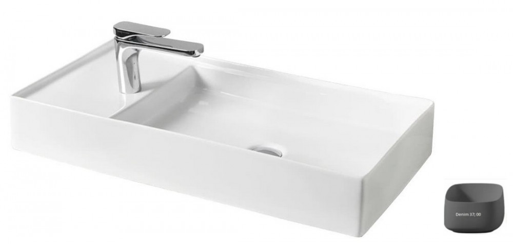 Раковина для ванной ArtCeram Scalino 75х38 см керамика серо-синий (denim) SCL004 37;00