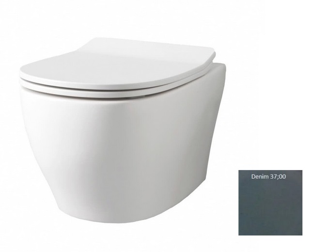 Унітаз підвісний ArtCeram Ten 4.0 безободковий 36х52 см кераміка сіро-синій (denim) TEV006 37;00