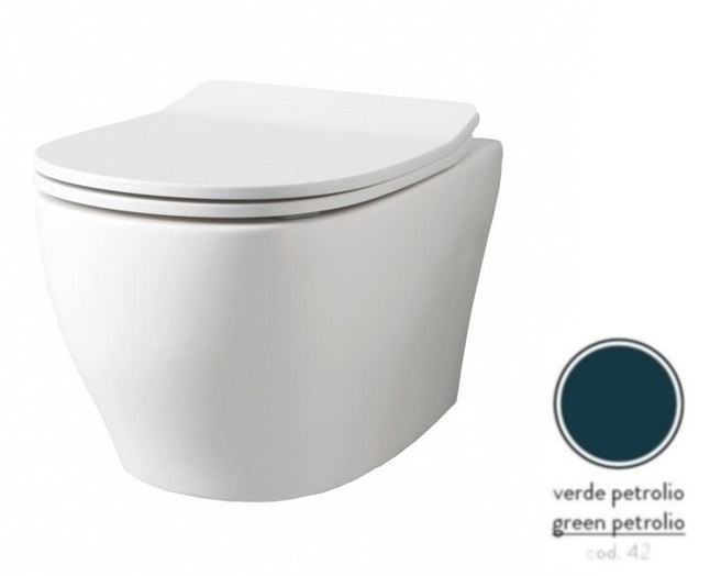 Унітаз підвісний ArtCeram Ten 4.0 безободковий 36х52 см кераміка синьо-зелений TEV006 42;00